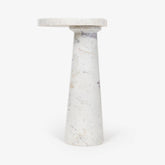 Linn Side Table made from Banswara Marble with a smooth matte finish. Perfect marble top side table for bedrooms and modern spaces.